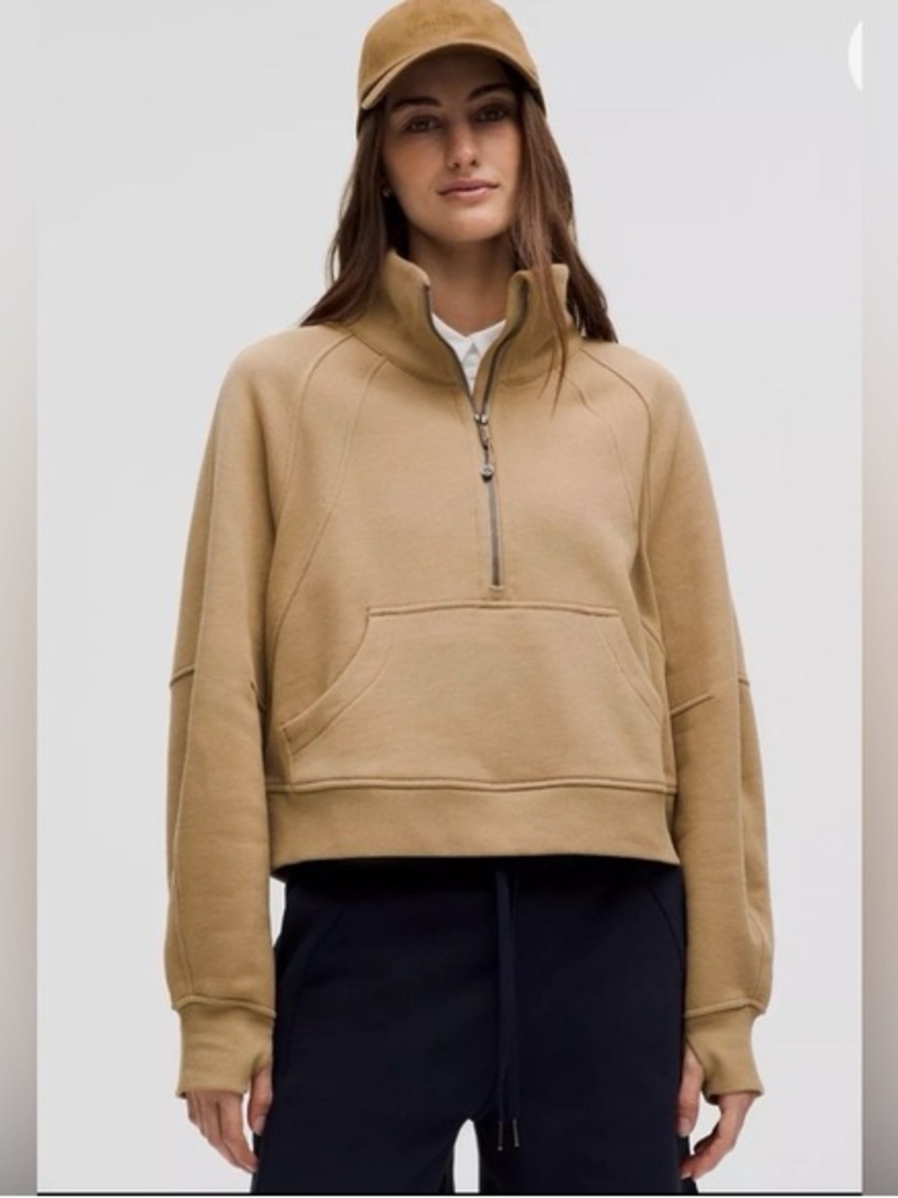 Lululemon Scuba Oversized Funnel-Neck Half Zip Filbert Tan Size XS/Small
